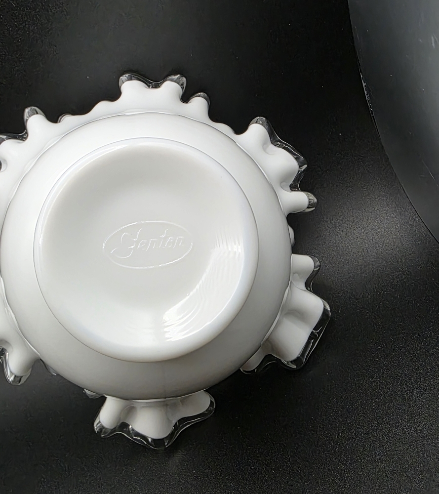 Fenton White Ruffled Glass Bowl - Picture 3 of 6